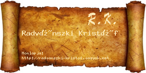 Radvánszki Kristóf névjegykártya