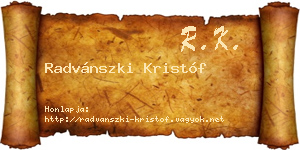 Radvánszki Kristóf névjegykártya